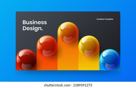 Amazing 3D balls site screen concept. Abstract placard design vector illustration.
