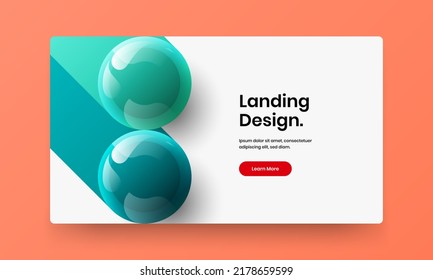 Amazing 3D balls web banner illustration. Geometric website screen vector design template.