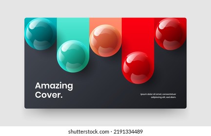 Amazing 3D balls web banner layout. Fresh postcard vector design illustration.