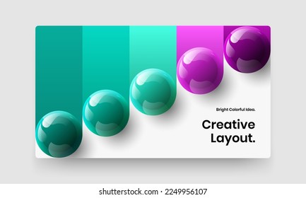Amazing 3D balls website layout. Premium journal cover design vector concept.