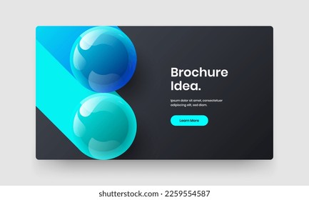 Amazing 3D spheres annual report concept. Bright site screen vector design illustration.