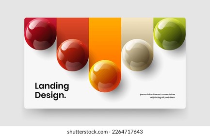 Amazing 3D spheres corporate brochure layout. Isolated site vector design concept.
