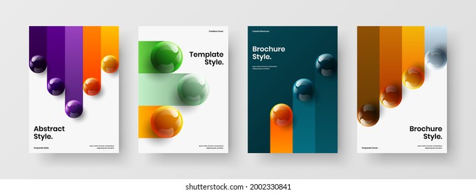 Increíble colección de ilustraciones de portada de esferas 3D. Identidad exclusiva de la empresa Diseño de diseño de vector conjunto.