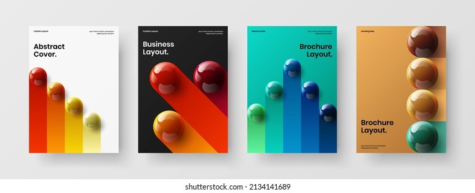 Increíble composición de plantillas de listas de mano de esferas 3D. La empresa geométrica cubre la colección de diseño de vectores de diseño A4.