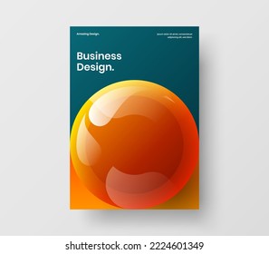 Amazing 3D spheres pamphlet concept. Modern journal cover design vector template.