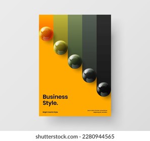 Amazing 3D spheres pamphlet illustration. Clean poster A4 vector design template.