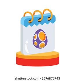 An amazing 3d style icon of easter day calendar