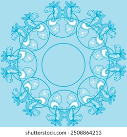 Increíble Imagen abstracta de fondo circular con lindo caballo de dibujos animados como adorno