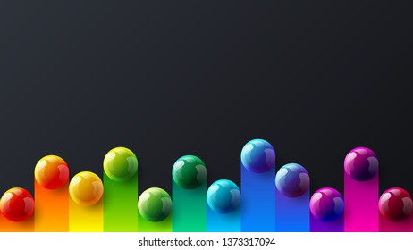 Amazing abstract vector 3D colorful balls illustration template for poster, flyer, magazine, journal, brochure, book cover. Corporate web site landing page minimal background and banner design layout.