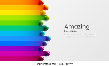 Amazing abstract vector 3D colorful balls illustration template for poster, flyer, magazine, journal, brochure, book cover. Corporate web site landing page minimal background and banner design layout.