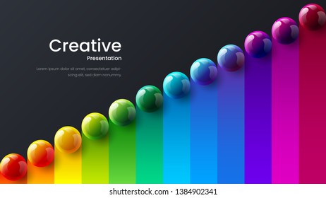 Amazing abstract vector 3D colorful balls illustration template for poster, flyer, magazine, journal, brochure, book cover. Corporate web site landing page minimal background and banner design layout.