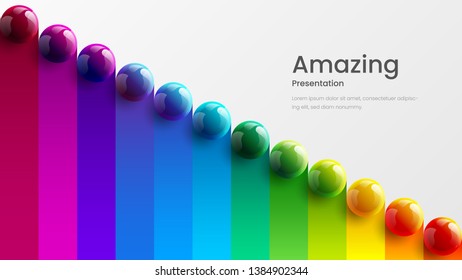 Amazing abstract vector 3D colorful balls illustration template for poster, flyer, magazine, journal, brochure, book cover. Corporate web site landing page minimal background and banner design layout.