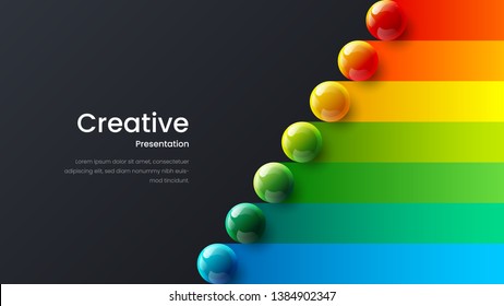 Amazing abstract vector 3D colorful balls illustration template for poster, flyer, magazine, journal, brochure, book cover. Corporate web site landing page minimal background and banner design layout.
