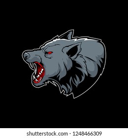 amazing aggressive wolf head cartoon vector