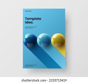 Increíble concepto de diseño de vectores A4 de informe anual. Ilustración de portada del catálogo de bolas 3D premium.