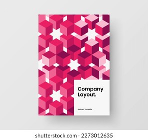 Amazing annual report A4 vector design illustration. Trendy mosaic hexagons corporate identity concept.