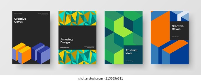 Increíble colección de plantillas vectoriales de diseño de informes anuales. Conjunto único de ilustraciones de mosaicos con tarjeta postal.