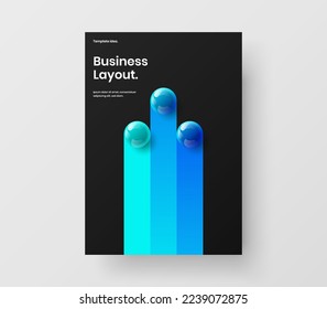 Increíble ilustración vectorial de diseño de informes anuales. El concepto del folleto de la compañía de bolas realistas y brillantes.