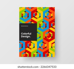 Amazing annual report design vector template. Unique mosaic hexagons flyer layout.