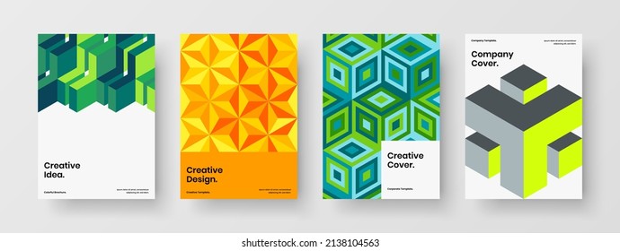 Amazing annual report vector design layout bundle. Premium mosaic shapes magazine cover concept composition.