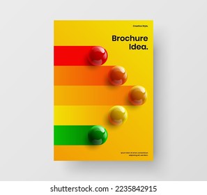 Amazing annual report vector design template. Multicolored 3D spheres postcard illustration.