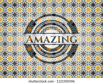 Amazing arabesque style emblem. arabic decoration.