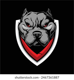 amazing art design illustration badass Pitbull Dog Cartoon Character vector image logo badge template