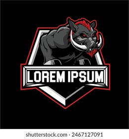 Amazing art illustration anggry and aggressive hog vector image logo template