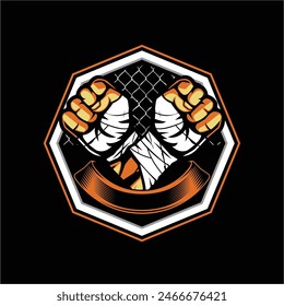 Amazing art illustration design Martial arts athlete hand vector image Badge logo template.