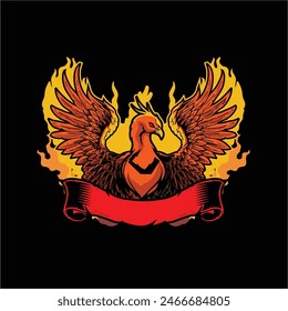 Amazing arts illustration design Phoenix with fire mascot cartoon character logo badge vector image template