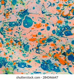 amazing artwork ebru texture, orange marbled background