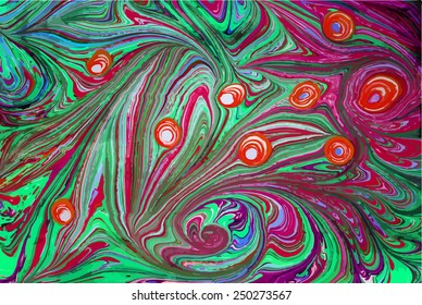 Amazing artwork texture ebru,  drawing on the water abstract background. Beautiful marble background. Colorful marbled texture. Marbled paper. Vector marbled illustration.
