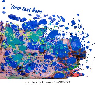 Amazing artwork texture ebru,  drawing on the water abstract background. Place for the text. Template for card design. Colorful marble texture. Unique marbled paper. Artwork marble pattern.