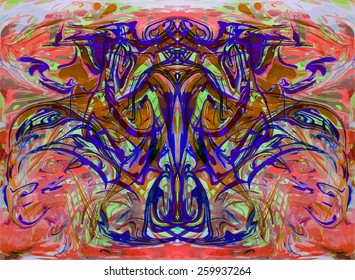 Amazing artwork texture ebru,  drawing on the water abstract background. Fantastic marble background. Colorful marbled paper. Vector marble illustration.