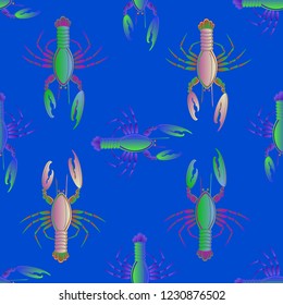 Amazing background multicolor pattern seamless lobster.