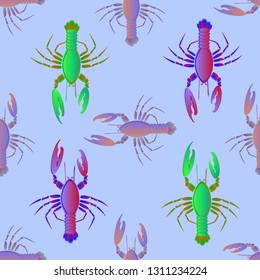 Amazing background multicolor pattern seamless lobster.