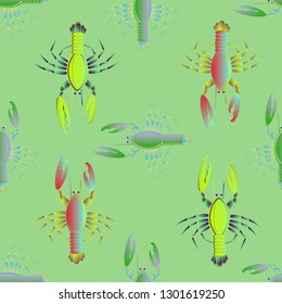 Amazing background multicolored pattern seamless lobster.