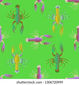 Amazing background multicolored pattern seamless lobster.