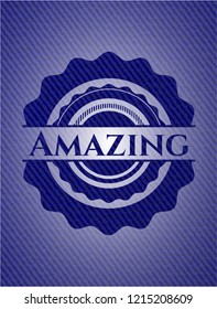Amazing badge with denim background