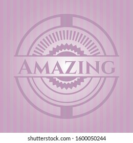 Amazing badge with pink background. Vector Illustration. Detailed.