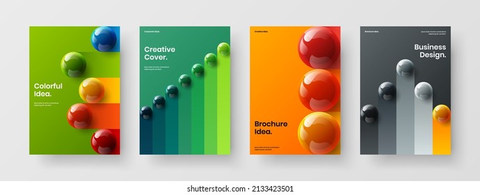 Amazing banner A4 design vector illustration bundle. Original 3D spheres presentation concept set.