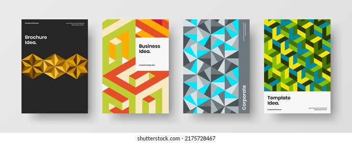 Increíble conjunto de ilustraciones vectoriales de diseño de pancartas. Colección de diseño de página principal de hexágonos de mosaico multicolor.