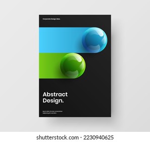 Increíble concepto de diseño vectorial de banner. Limpiar plantilla de folleto de la empresa de bolas 3D.
