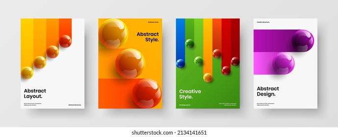 Amazing banner vector design layout collection. Fresh realistic balls company cover concept bundle.