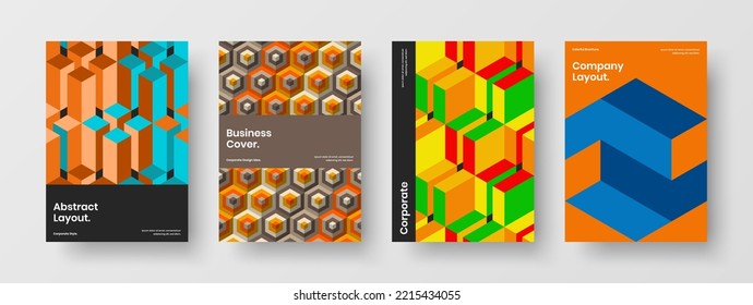 Increíble composición de diseño vectorial de pancarta. Colección de ilustraciones de portada corporativa de hexágonos geométricos únicos.