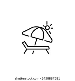 Amazing beach umbrella line art icon vector art illustration.