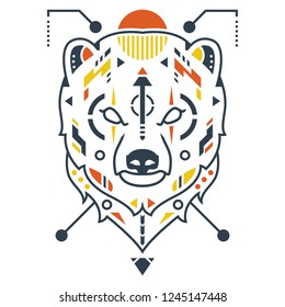 Amazing Bear Head Vector Illustration in White Background