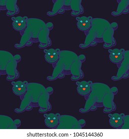 Amazing bear seamless pattern. Cartoon style pattern design.
