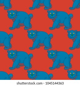 Amazing bear seamless pattern. Cartoon style pattern design.