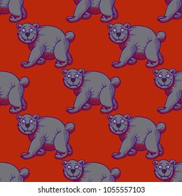 Amazing bear seamless pattern. Cartoon style pattern design.